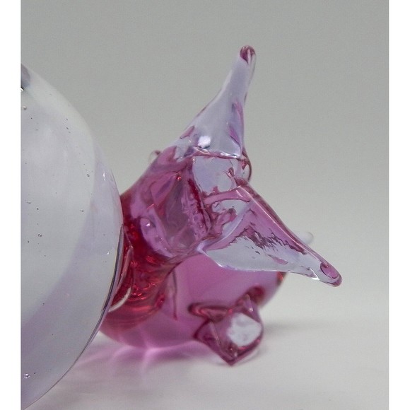 Art Glass Pink Dolphin on Ball Paperweight Desk Figurine 7 Inch - Picture 12 of 14
